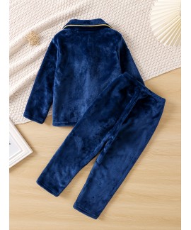 Kids Casual Thickened Warm Tops Trousers Pajamas S...