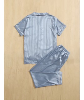 1pc Men's Satin Button Up Pajama Set