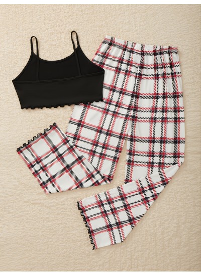 Plaid Pants Pajama Set 