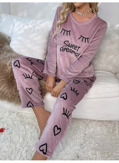 Thermal &Thick Eyelash Pattern Loungewear 