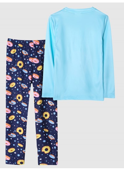 Girls Pajamas Unicorn Moon Print Round Neck Long Sleeve Top &Pants Set 