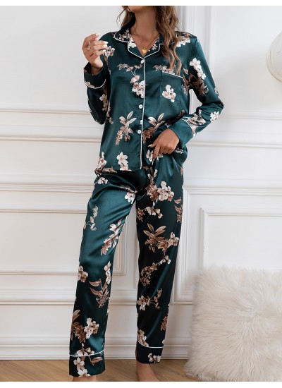 Elegant Floral Pattern Pajamas Set