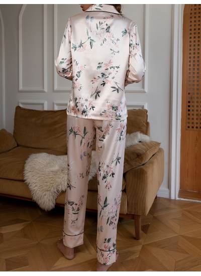 Elegant &Soft Floral Pattern Pajamas Set