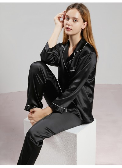 Casual &Soft Pajamas-Lapel Long Sleeve &Pants Pj Sets