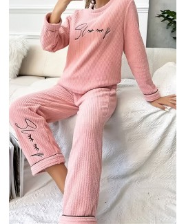 Casual Striped Crew Neck Pajamas Sets