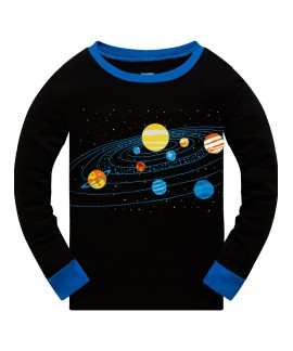 Popshion 2pcs Boys Starry Sky Cosmic Planet Long-s...