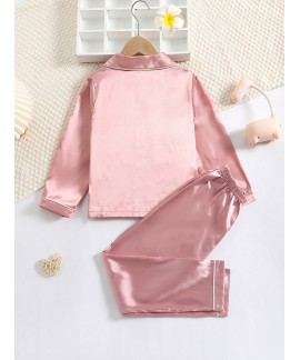 Toddler Baby Girls Satin Pajamas Set