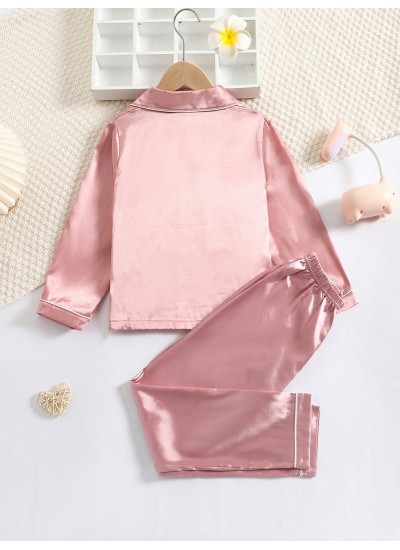 Toddler Baby Girls Satin Pajamas Set