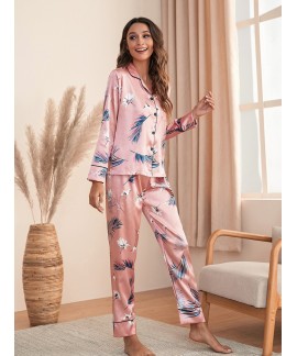 Women's Sleepwear Comfortable Tropical Print Contr...