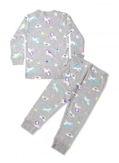 2pcs Girls Cartoon Print Long Sleeve Crew Neck Pajamas &Pants 