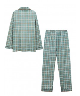 Men's Fashion Long Sleeve Plaid Pajamas 