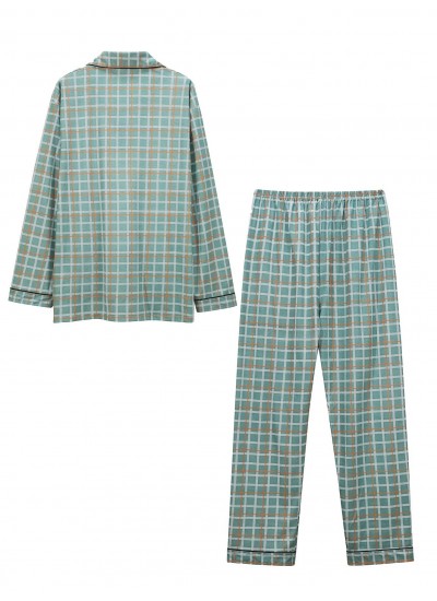 Men's Fashion Long Sleeve Plaid Pajamas 