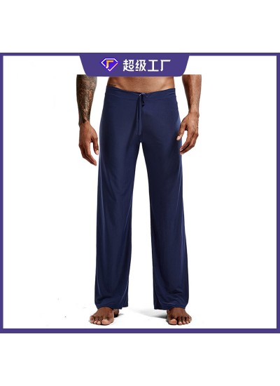 Men's Lounge Pants Sleep Pants Pure Color Series With Loose Ice Silk Nylon Plus Size Long Pants Yoga Pants