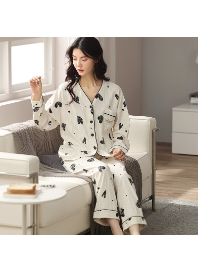 Women's Lounge Pajamas Autumn Winter Spring Women's Cardigan Suit Sleepwear Casual Loose Wearable Student Sleepwear