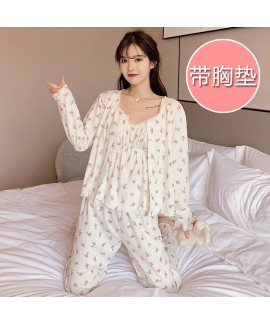 Cotton Spring Autumn Women's Long-Sleeved Pajamas ...