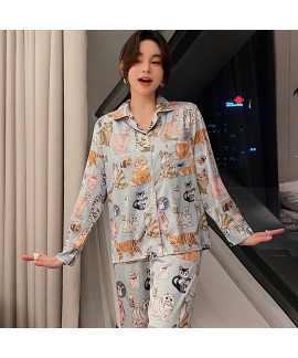 2023 New Spring Summer Women's Cute Cat Ice Silk L...