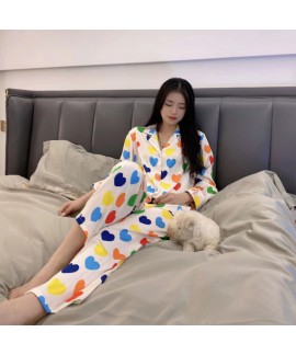 Spring Summer New Women's Ice Silk Pajama Suit 202...