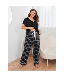 Amazon plus size pajamas women spring and summer f...