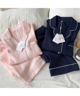 Japanese and style simple couple cotton double lay...