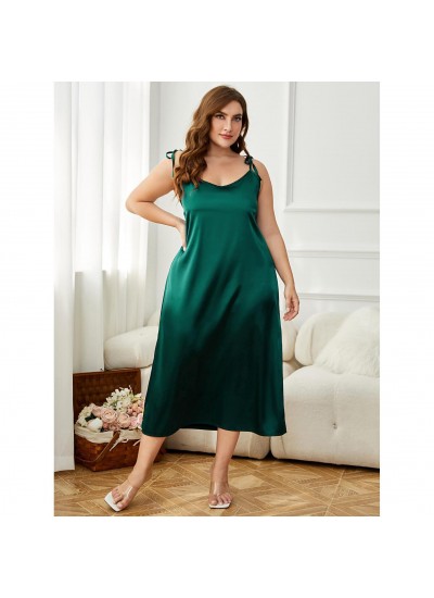 European and American spring and summer sling satin nightdress fat woman imitation silk large size pajamas women wholesale