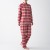 Plaid brushed long-sleeved trousers A47 red and white fine grid 
