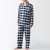 Plaid brushed long-sleeved trousers A54 blue check 