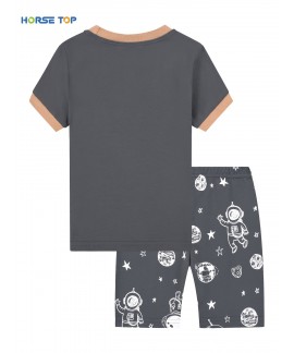 Boys Pajamas Set Astronaut Graphic Tee And Shorts Kids Clothes For Spring Summer Indoor 