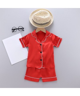 2pcs Toddler Girls Comfortable Pajamas Outfit Button Short Sleeve Top & Elastic Waist Shorts Sleepwear