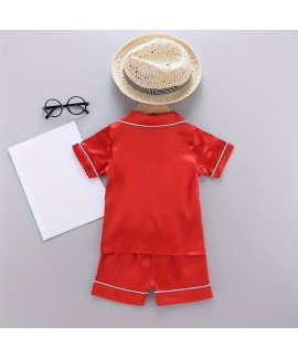 2pcs Toddler Girls Comfortable Pajamas Outfit Button Short Sleeve Top & Elastic Waist Shorts Sleepwear