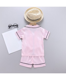 2pcs Toddler Girls Comfortable Pajamas Outfit Button Short Sleeve Top & Elastic Waist Shorts Sleepwear