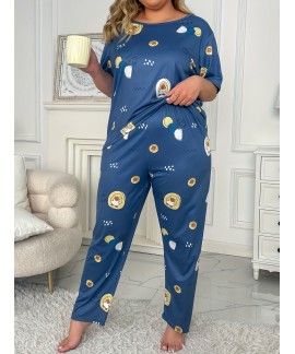 Womens Plus Size Summer Two Piece Pants Pajama Set 