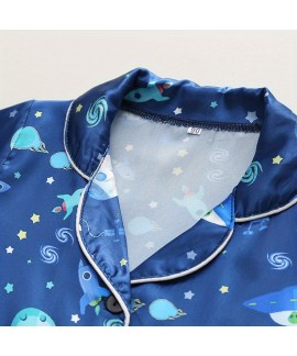 Floral Summer Polyester Pajamas Set Boys Homewear 