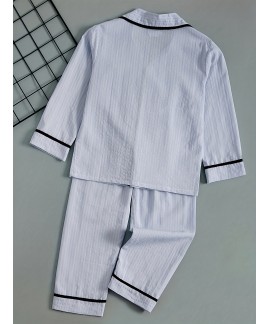 Boys Casual Pajamas Set Long Sleeves Tops Bottoms Comfortable Cozy Loungewear Sets 
