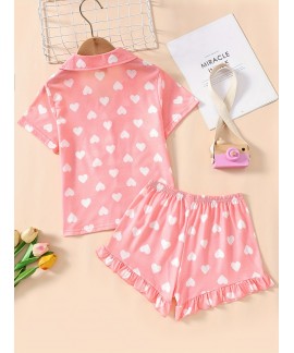 Girls Lapel Short Sleeve Outfits 