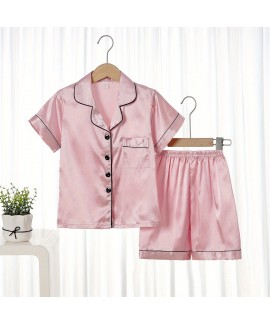 2pcs Toddler Girls Pajamas Outfit Button Short Sleeve Sleepwear