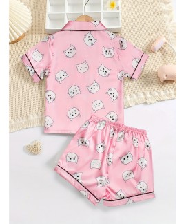 Short Sleeve Top Kids Girls Pajamas 