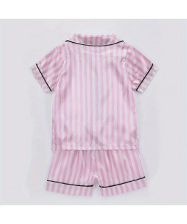 Button Casual Shirt Shorts Set Girls Silk Pajamas 