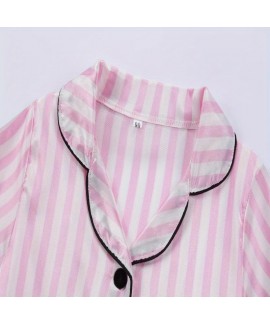 Button Casual Shirt Shorts Set Girls Silk Pajamas 