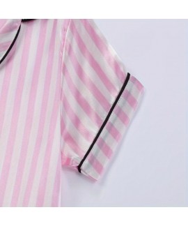 Button Casual Shirt Shorts Set Girls Silk Pajamas 