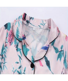 Girls Casual Floral Shirt Kids Silk Pajamas 