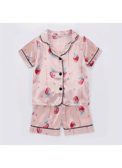 Shirt Casual Shorts Set Girls Silk Pajamas 