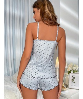 Sexy V Neck Sleeveless Pajama Set Womens Sleepwear 