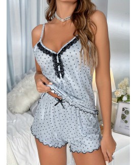 Sexy V Neck Sleeveless Pajama Set Womens Sleepwear 