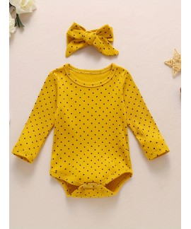 Newborn Baby Girl Boy Romper Long Sleeve Polka Dot Printed Jumpsuit One Piece Pajamas Fall Winter Clothes 