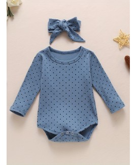 Newborn Baby Girl Boy Romper Long Sleeve Polka Dot Printed Jumpsuit One Piece Pajamas Fall Winter Clothes 