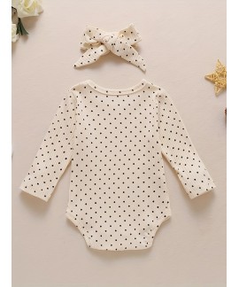 Newborn Baby Girl Boy Romper Long Sleeve Polka Dot Printed Jumpsuit One Piece Pajamas Fall Winter Clothes 