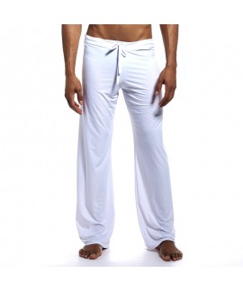 Men's Lounge Pants Sleep Pants Pure Color Series With Loose Ice Silk Nylon Plus Size Long Pants Yoga Pants