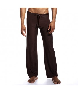 Men's Lounge Pants Sleep Pants Pure Color Series With Loose Ice Silk Nylon Plus Size Long Pants Yoga Pants
