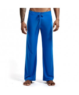 Men's Lounge Pants Sleep Pants Pure Color Series With Loose Ice Silk Nylon Plus Size Long Pants Yoga Pants