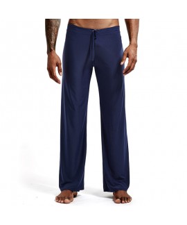 Men's Lounge Pants Sleep Pants Pure Color Series With Loose Ice Silk Nylon Plus Size Long Pants Yoga Pants